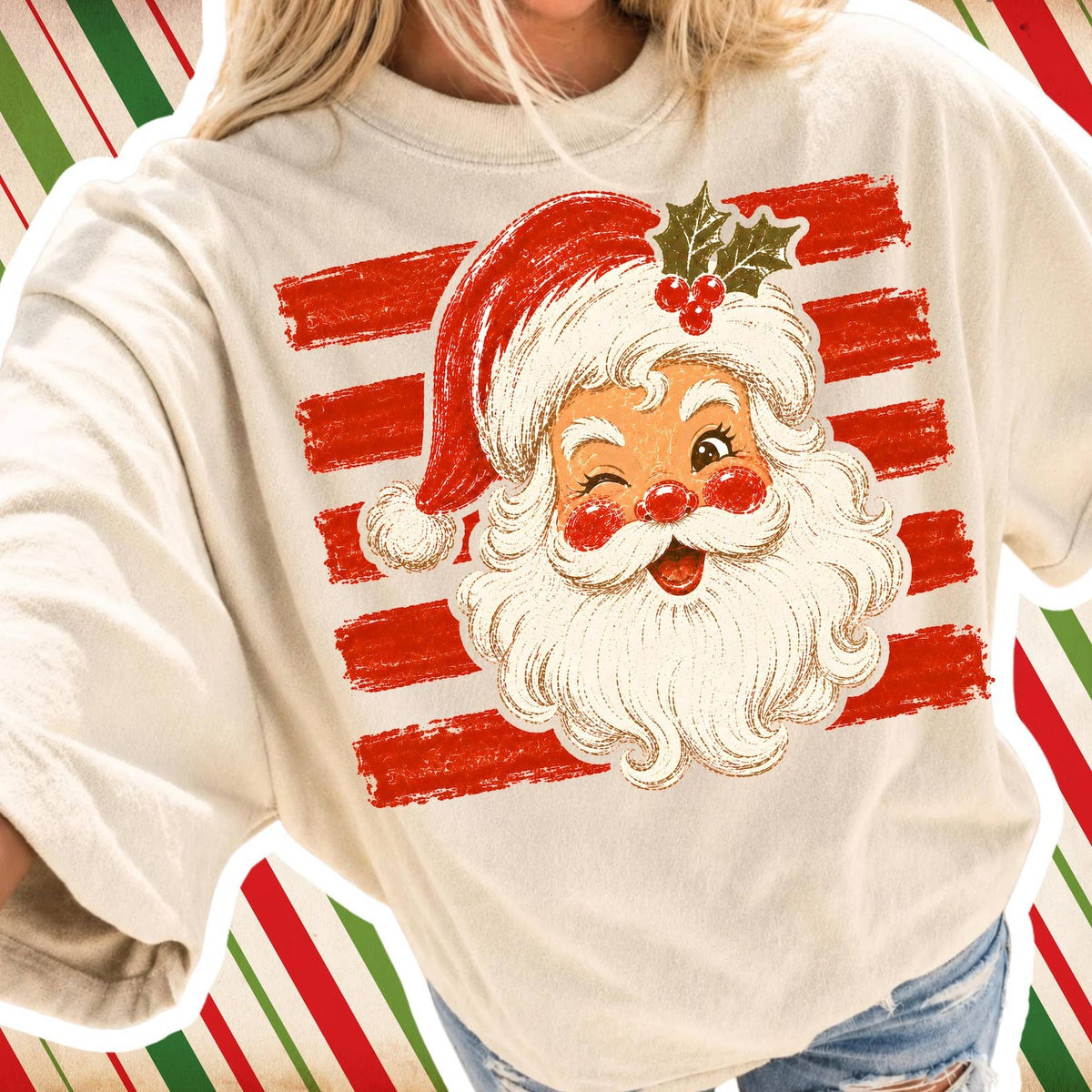 Vintage Winking Santa Christmas Sweatshirt