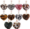 Animal Print Plush Heart Keychain