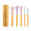 5-Piece Bamboo Makeup Brush Set with Travel Case