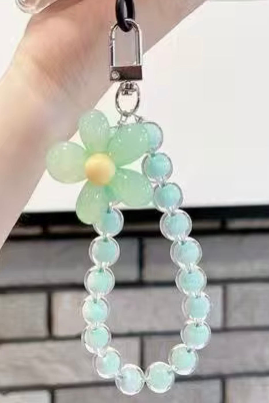 Beaded Flower Wristlet Keychain