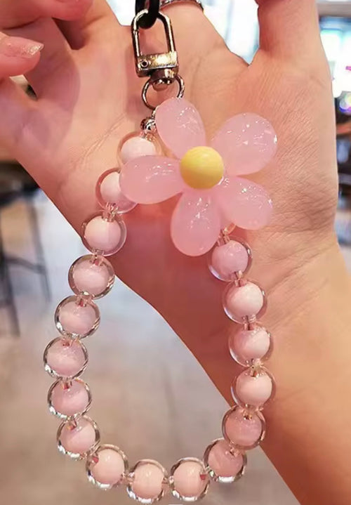 Beaded Flower Wristlet Keychain