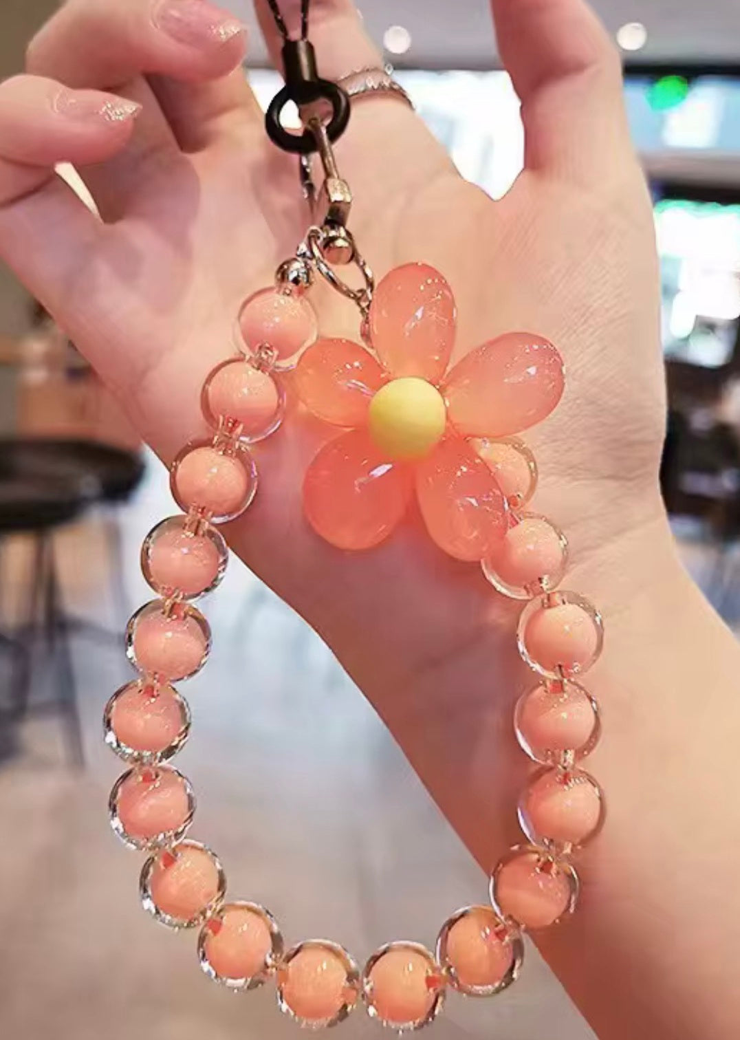 Beaded Flower Wristlet Keychain