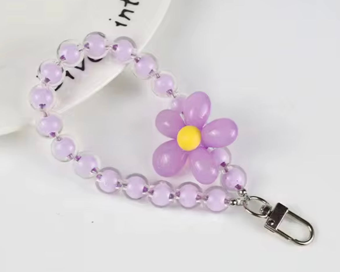 Beaded Flower Wristlet Keychain