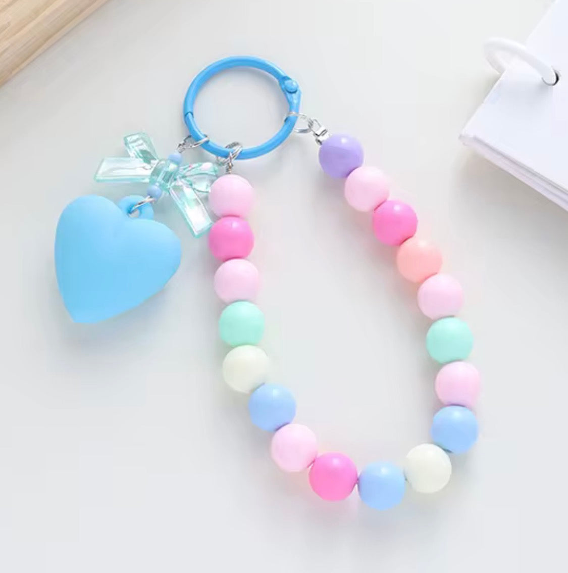 Beaded Heart Keychain & Phone Lanyard Bracelet