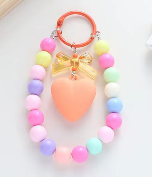 Beaded Heart Keychain & Phone Lanyard Bracelet