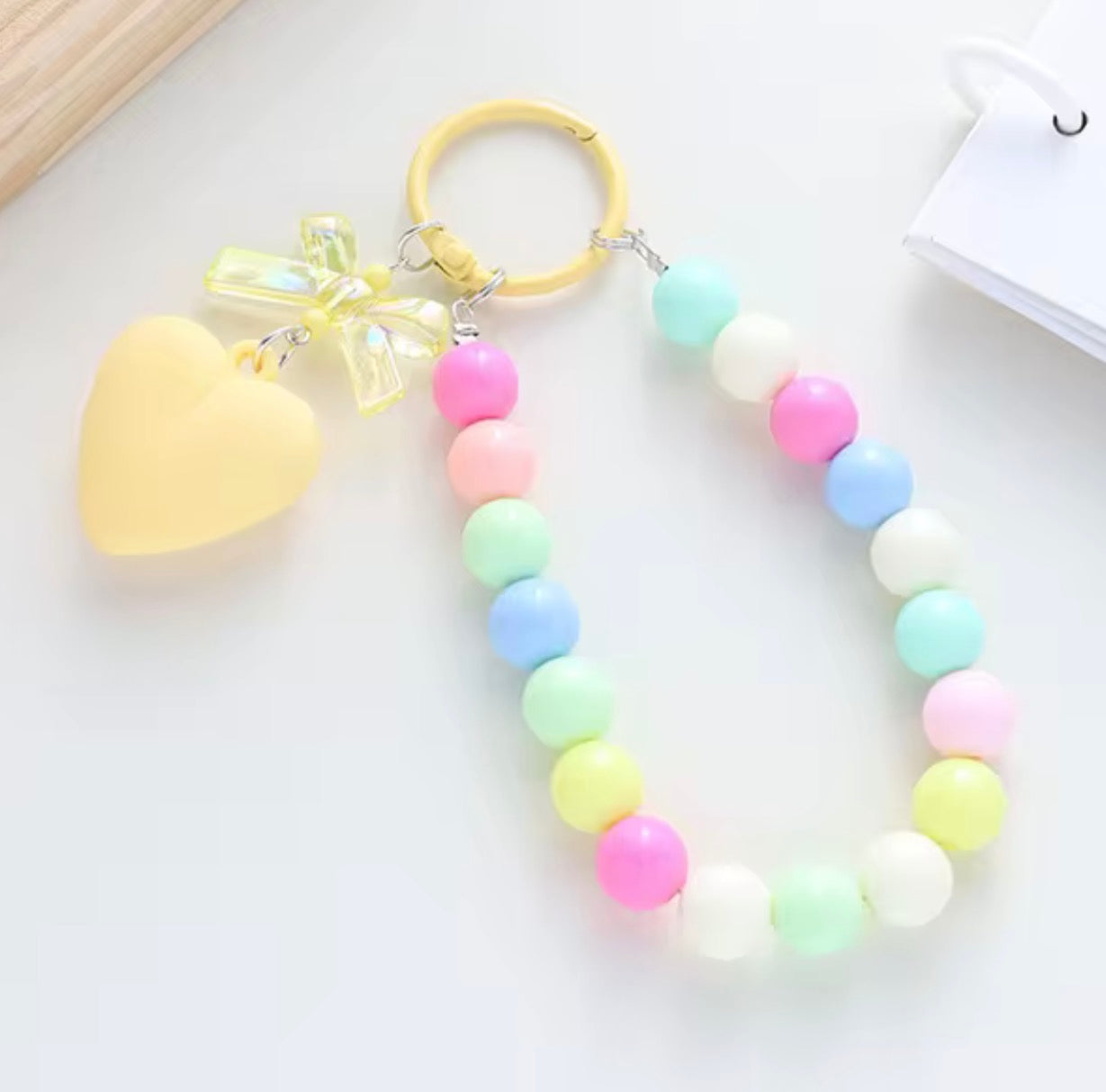 Beaded Heart Keychain & Phone Lanyard Bracelet