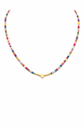 Multicolor Beaded Heart Necklace