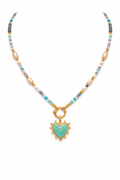 Beaded Heart Pendant Necklace – Colorful, Elegant & Statement-Ready