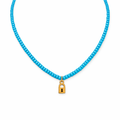 Turquoise Beaded Lock Necklace – Minimal, Bold & Symbolic