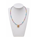 Multicolor Beaded Heart Pendant Necklace