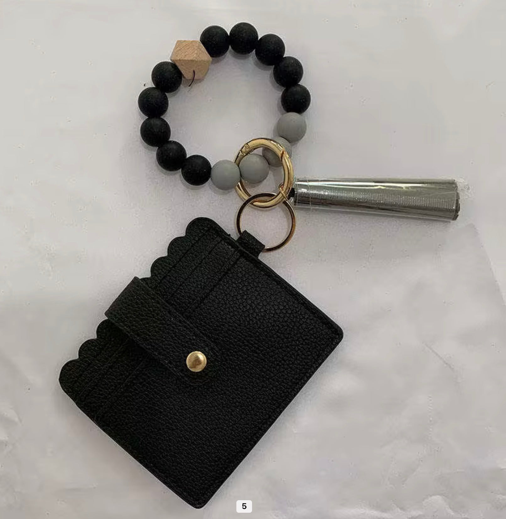 Beaded Wristlet Card Holder Keychain