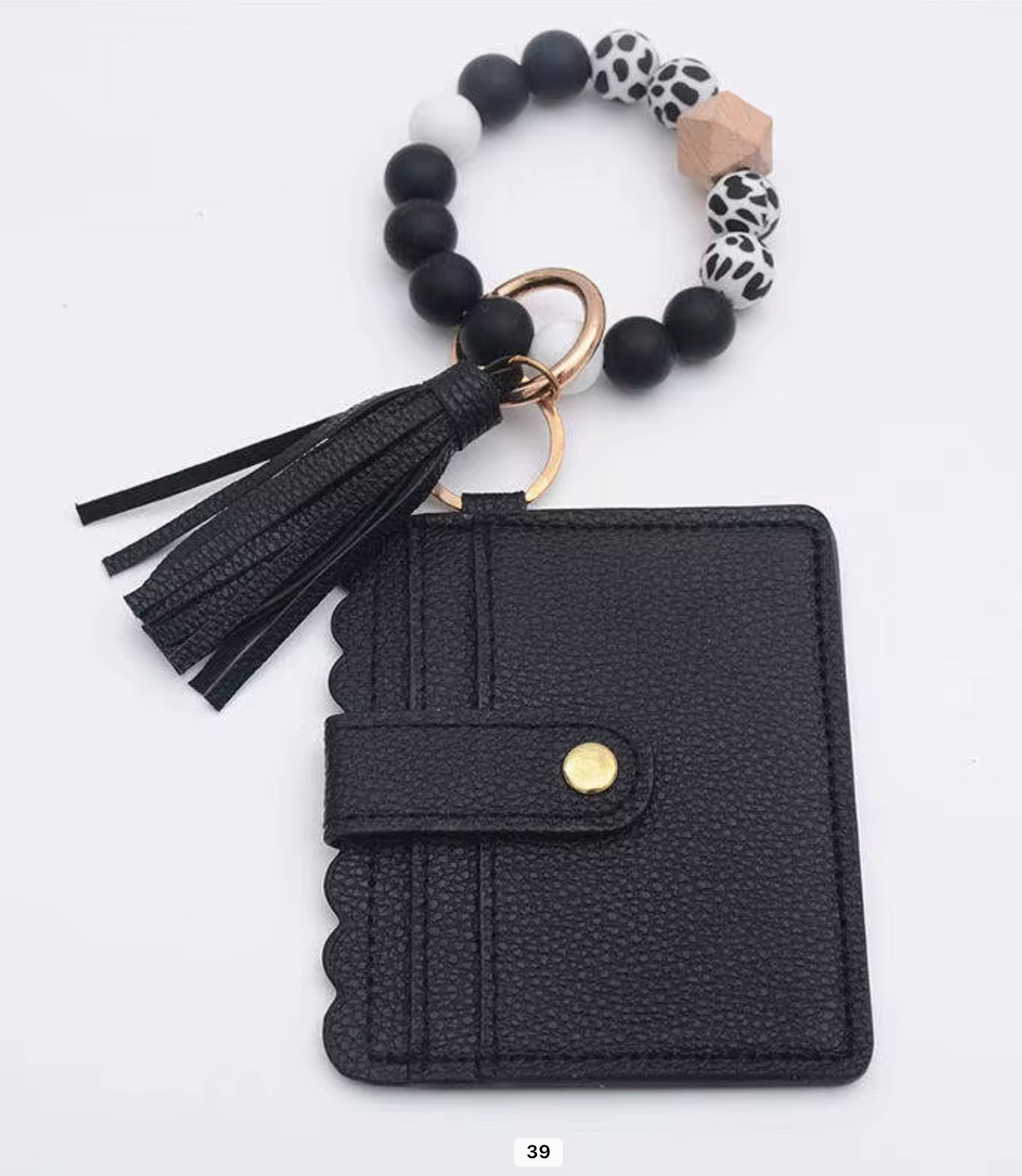 Beaded Wristlet Card Holder Keychain