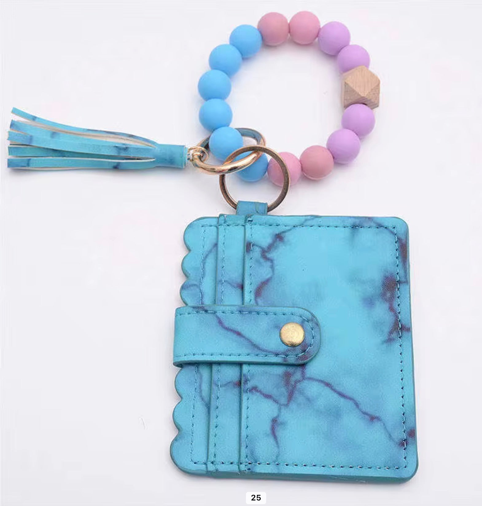 Beaded Wristlet Card Holder Keychain