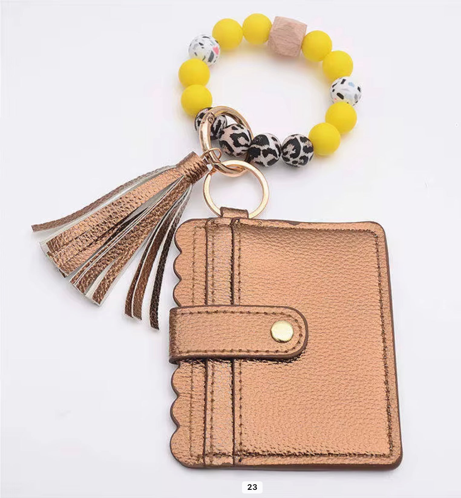 Beaded Wristlet Card Holder Keychain