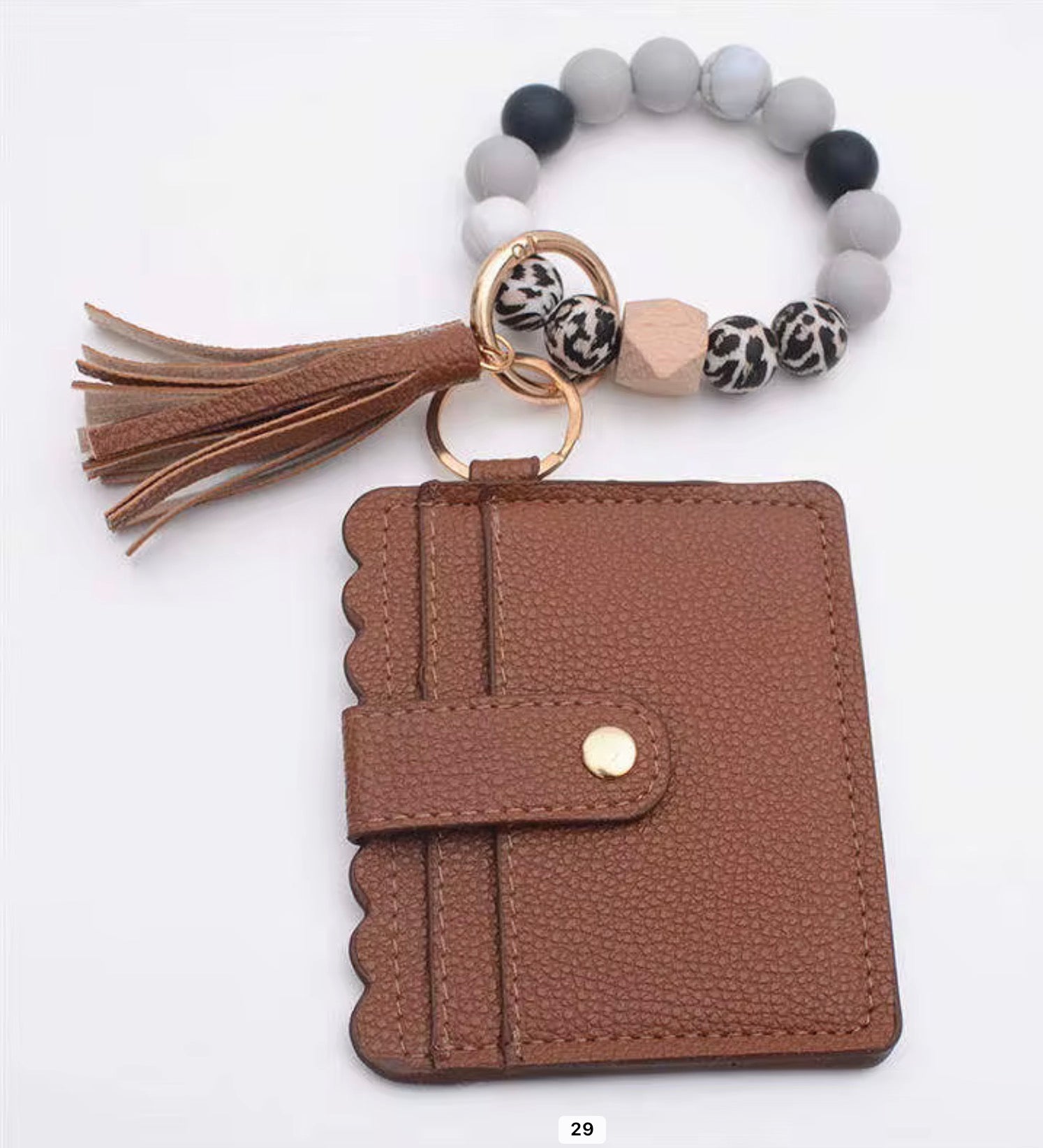 Beaded Wristlet Card Holder Keychain