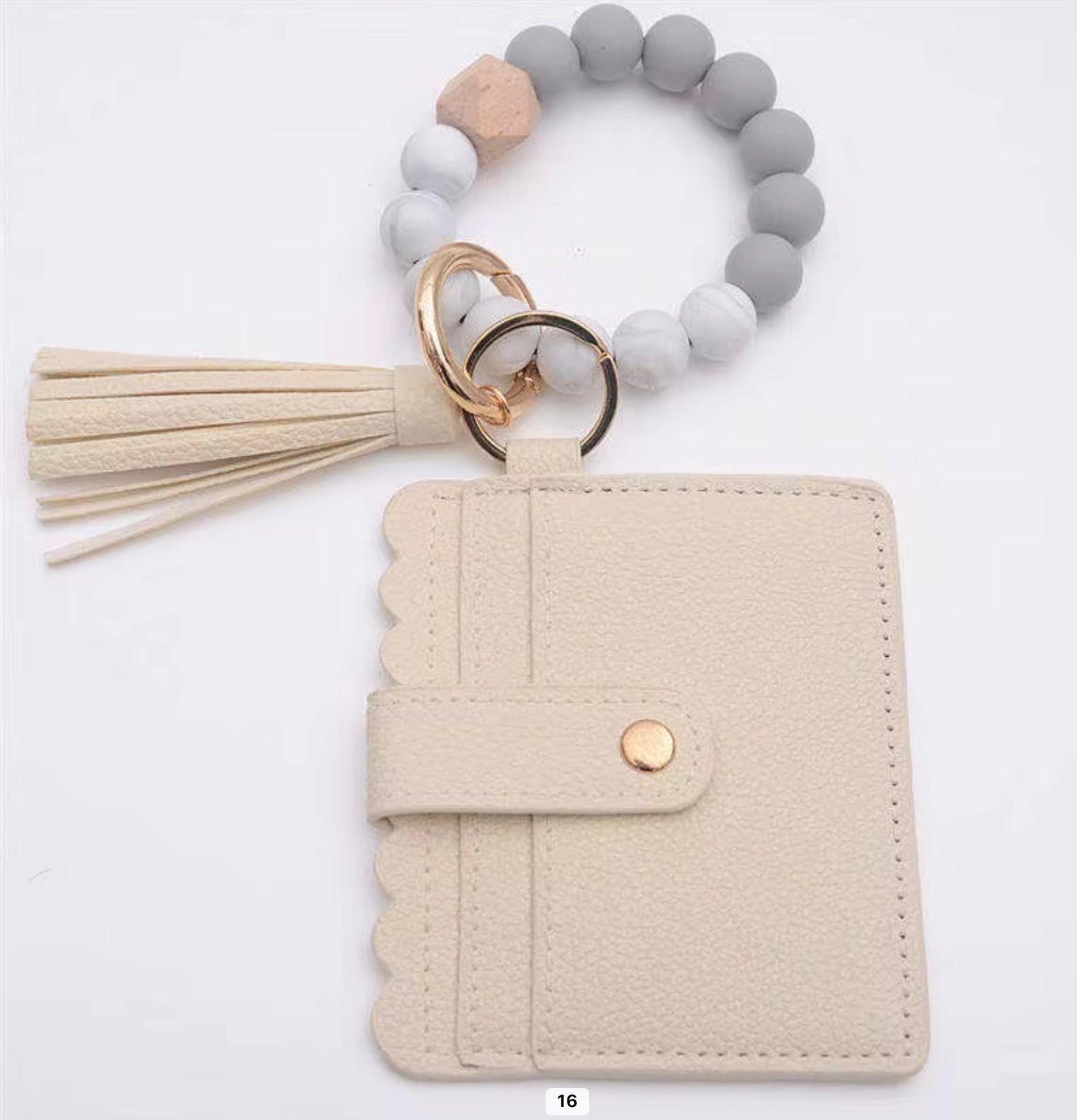Beaded Wristlet Card Holder Keychain