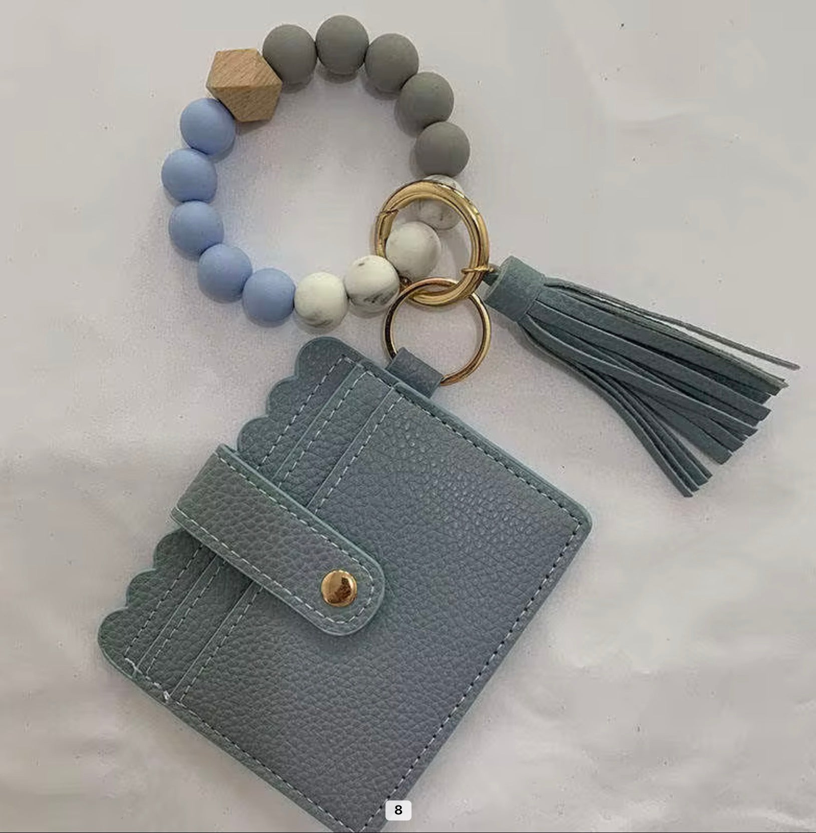 Beaded Wristlet Card Holder Keychain