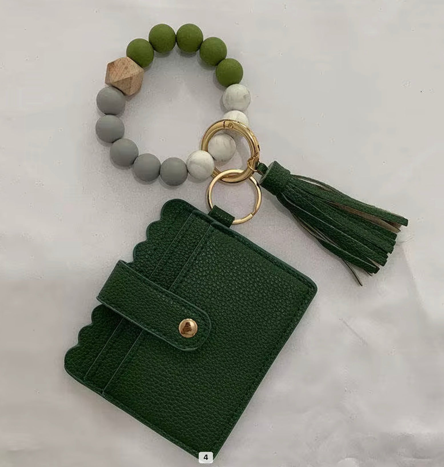 Beaded Wristlet Card Holder Keychain