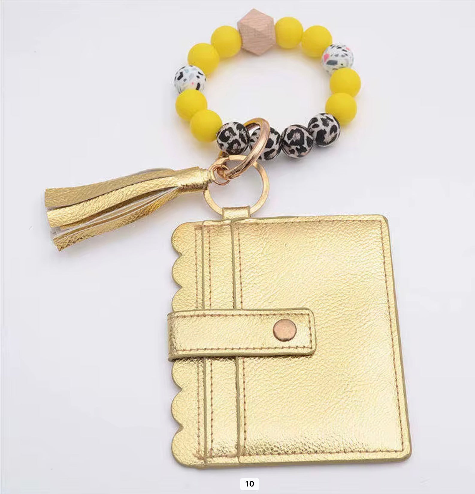 Beaded Wristlet Card Holder Keychain