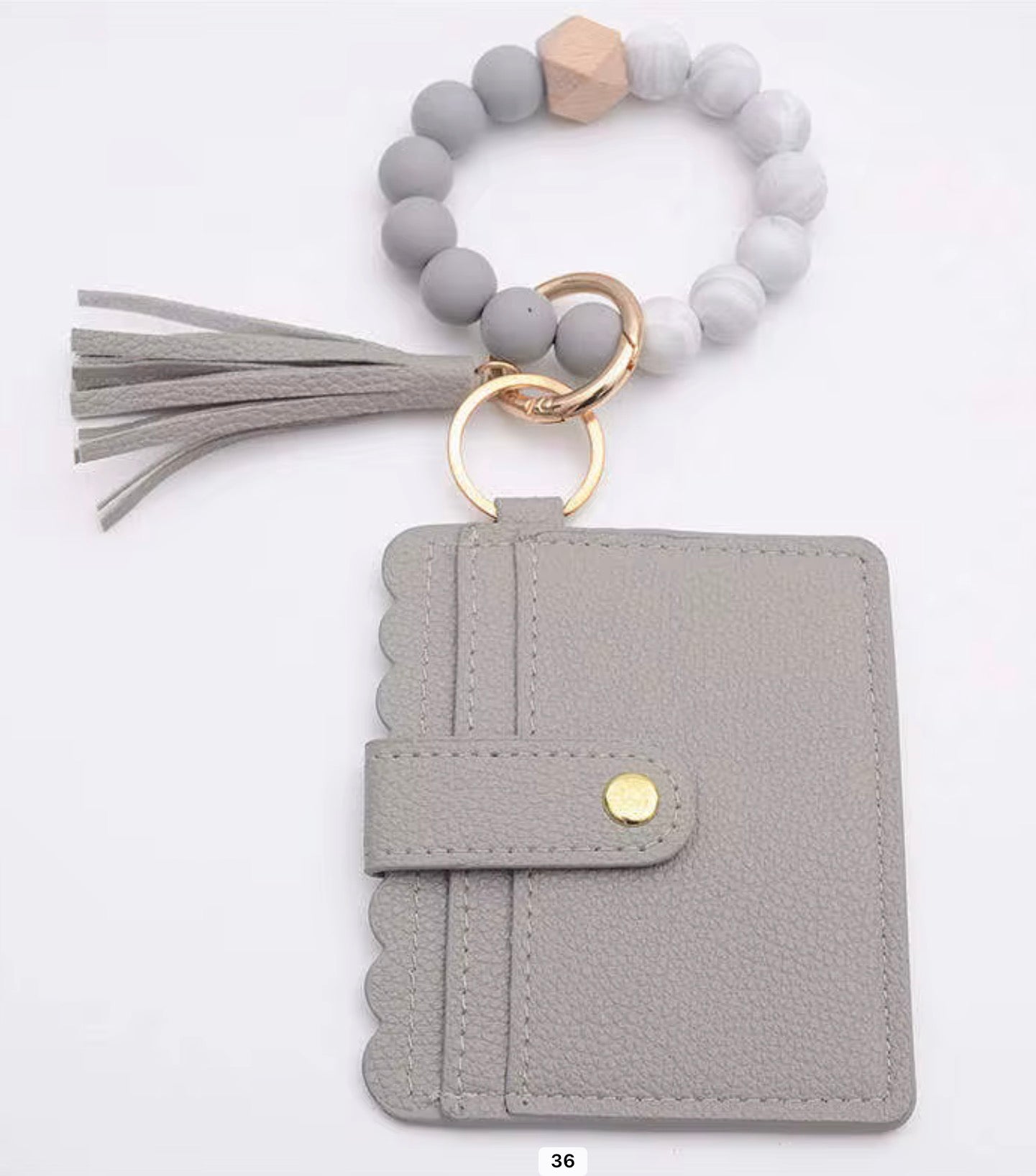 Beaded Wristlet Card Holder Keychain