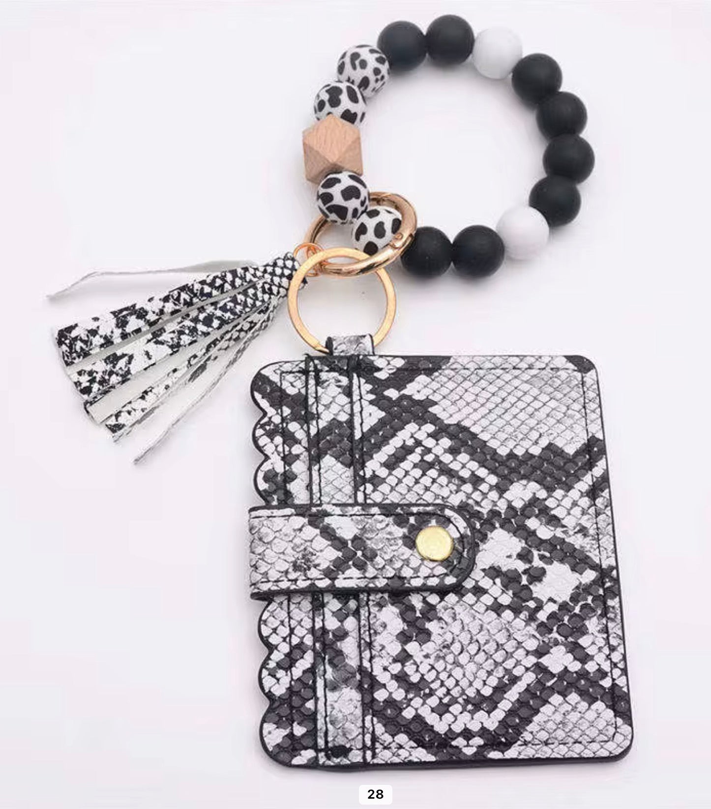 Beaded Wristlet Card Holder Keychain