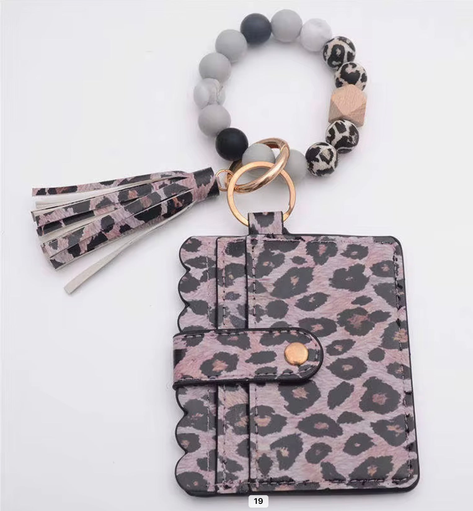 Beaded Wristlet Card Holder Keychain