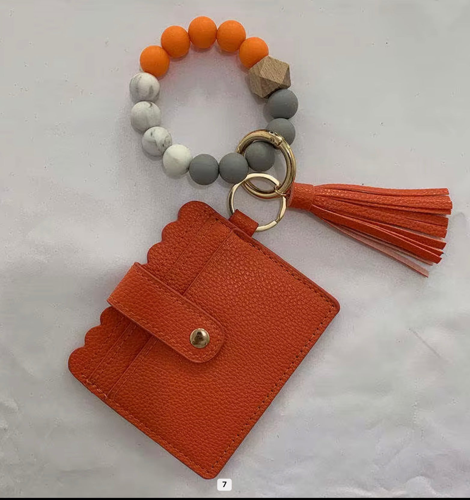 Beaded Wristlet Card Holder Keychain