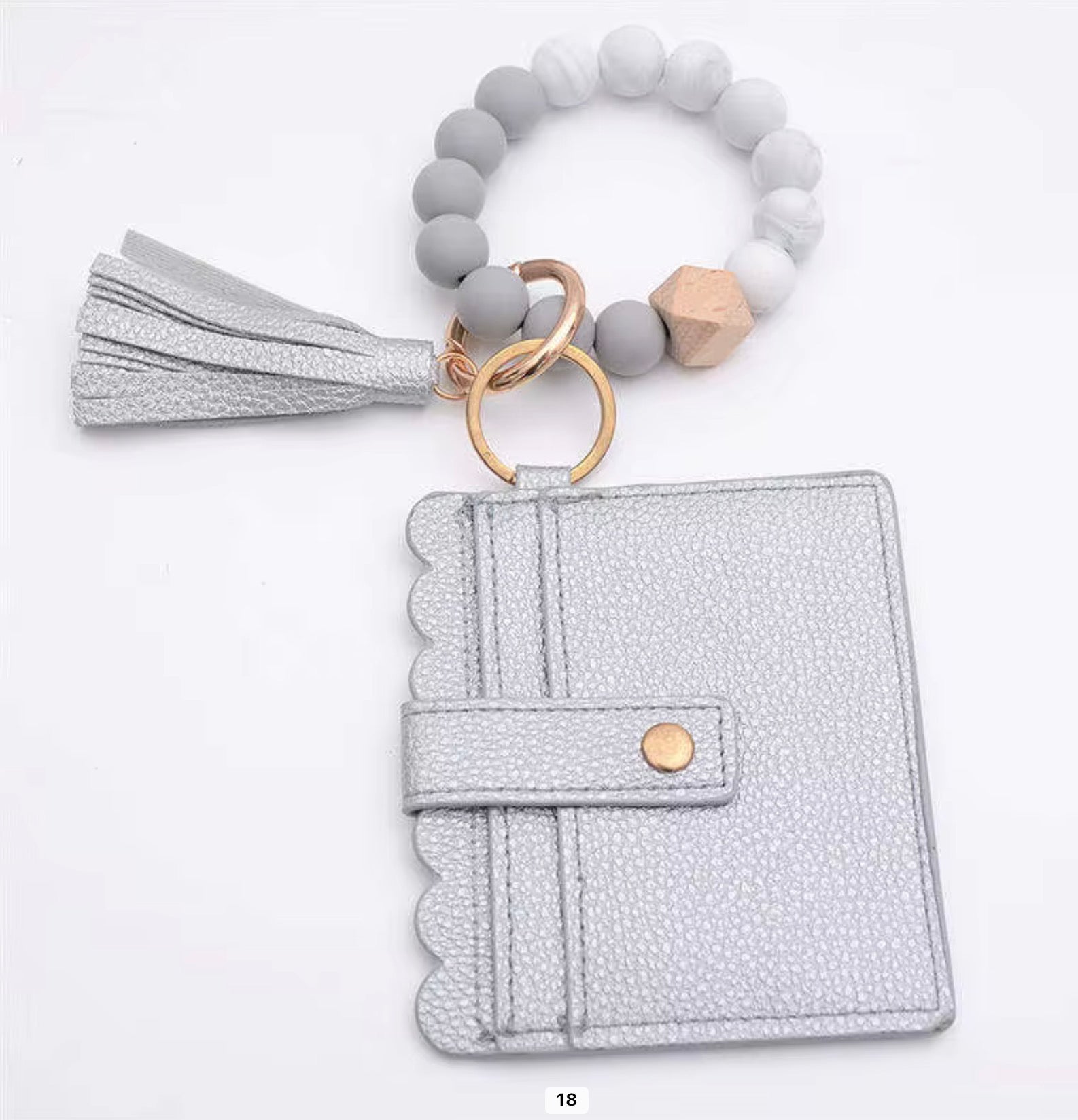 Beaded Wristlet Card Holder Keychain