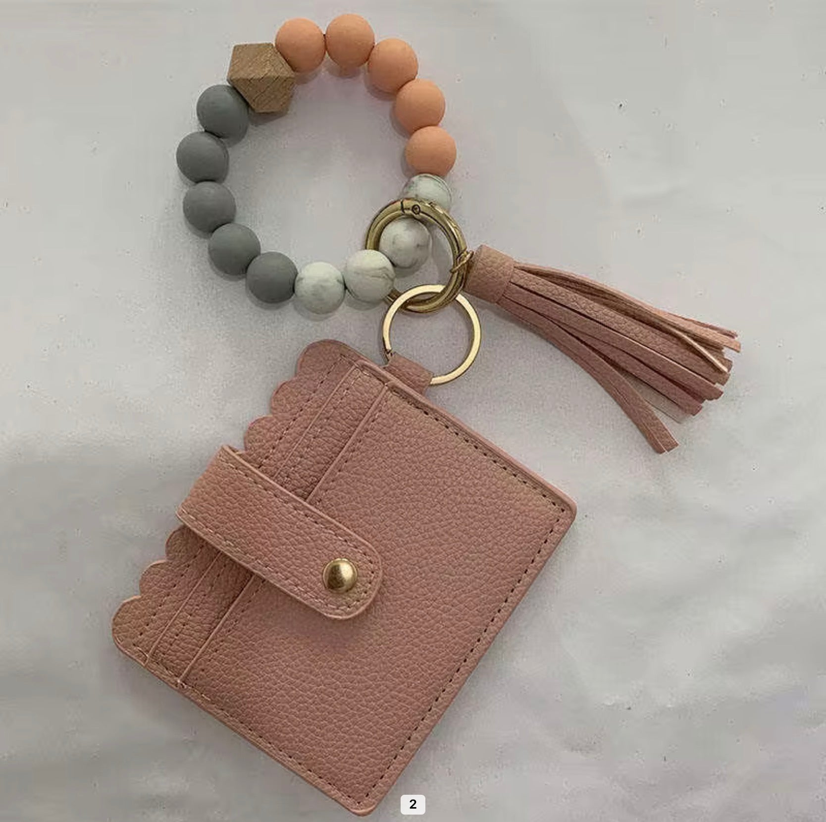Beaded Wristlet Card Holder Keychain