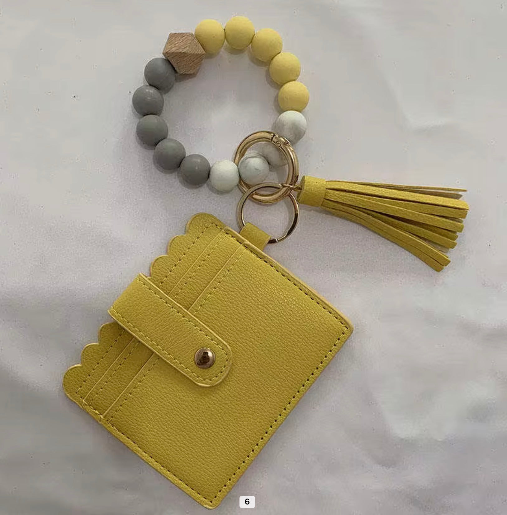 Beaded Wristlet Card Holder Keychain