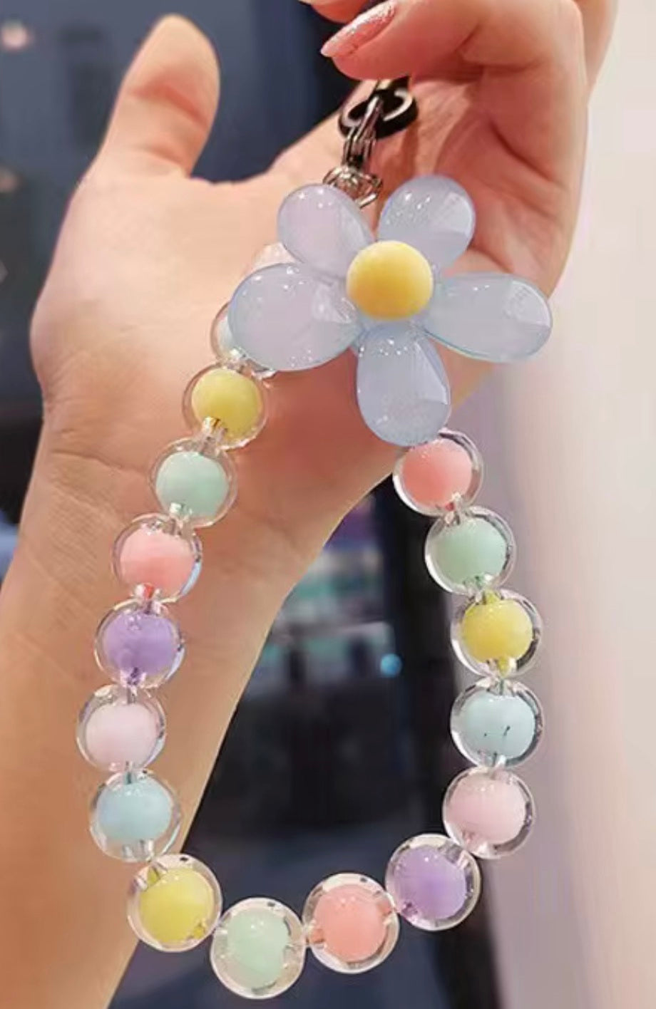 Beaded Flower Wristlet Keychain