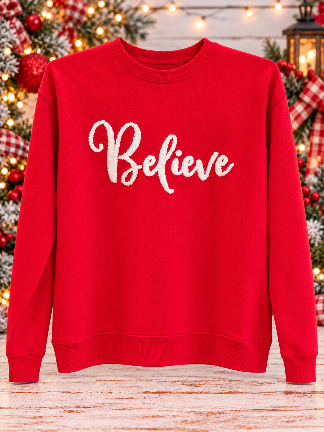 Believe Chenille Script Sweatshirt