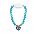 Beaded Necklace with Gold Accent & Crystal Heart Pendant