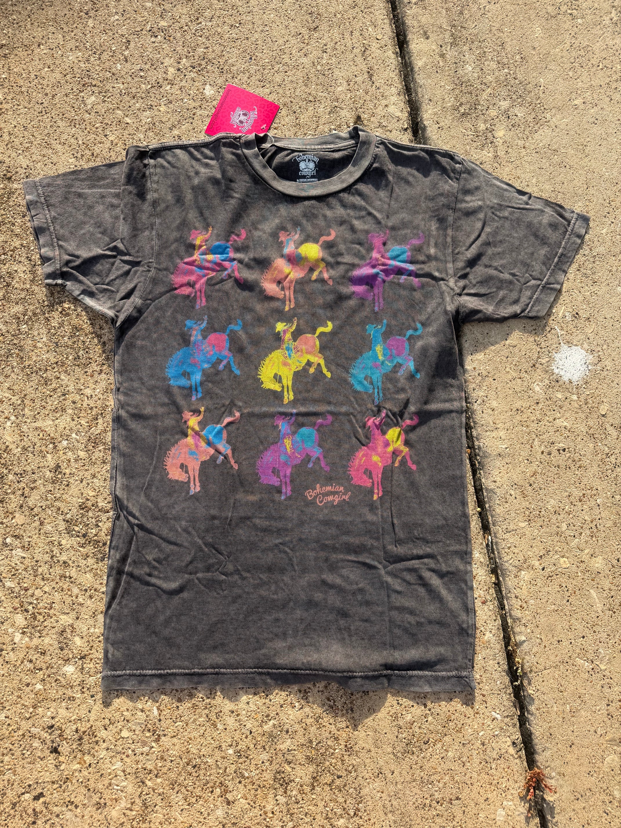 Bohemian Cowgirl Colorful Bronco Graphic Tee