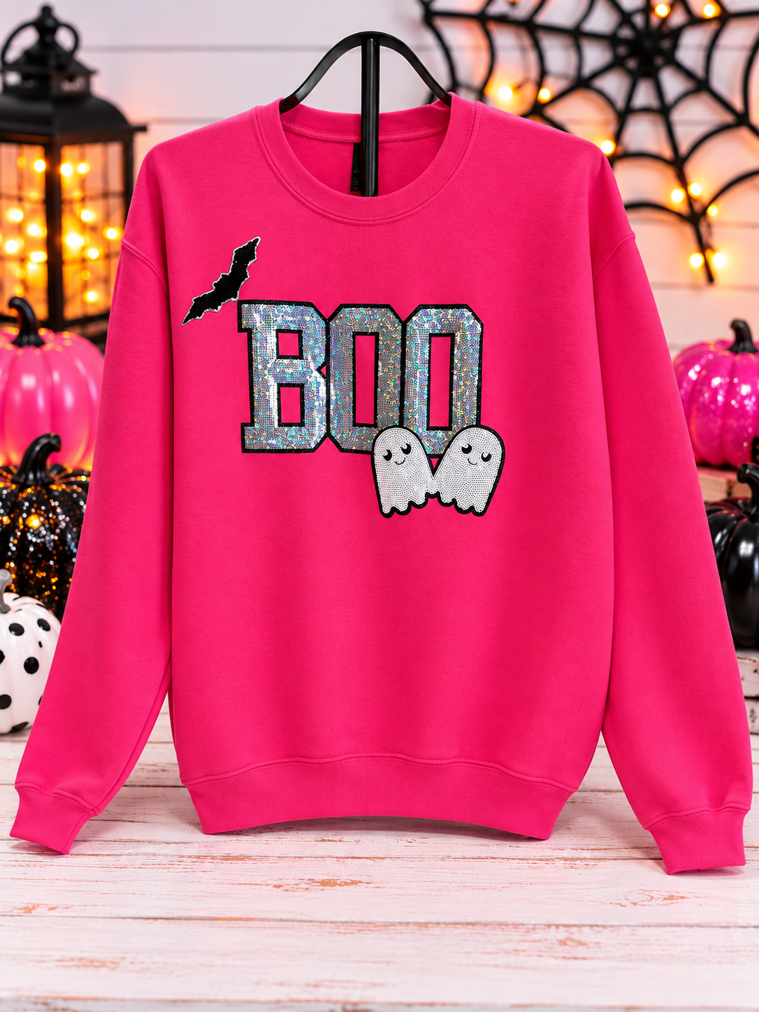 Sequin Boo & Ghost Halloween Sweatshirt