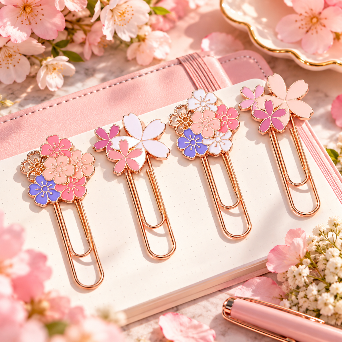 Floral Enamel Jumbo Paper Clips