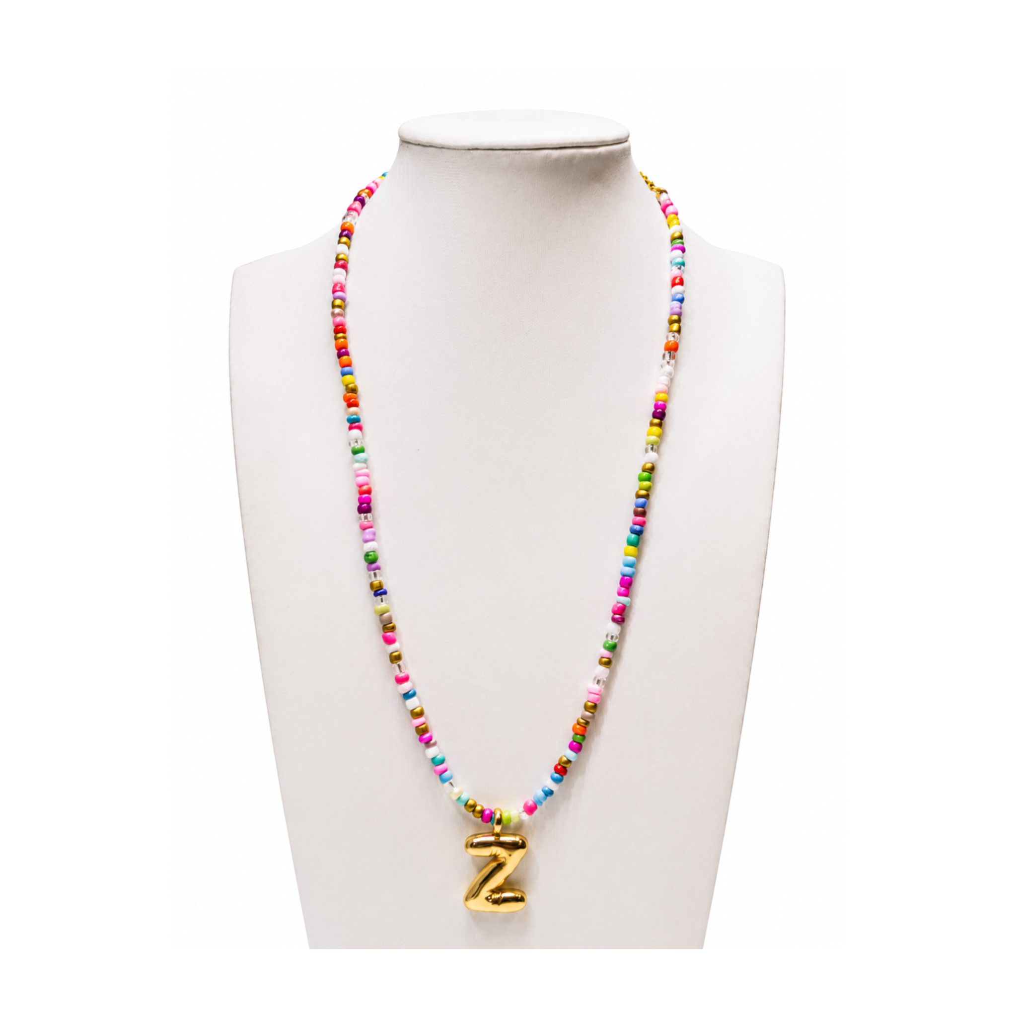 Colorful Initial Beaded Necklace