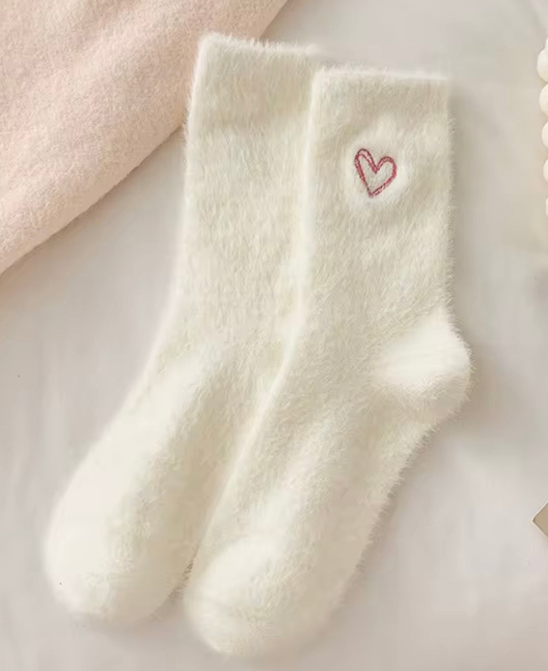 Cozy Fuzzy Heart Socks