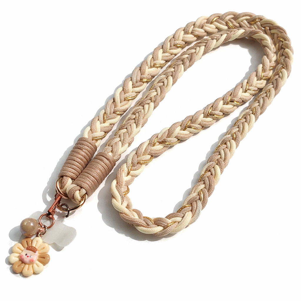 Braided Phone Lanyard with Charm – Durable Wrist Strap Keychain for Phone, Keys & Bags