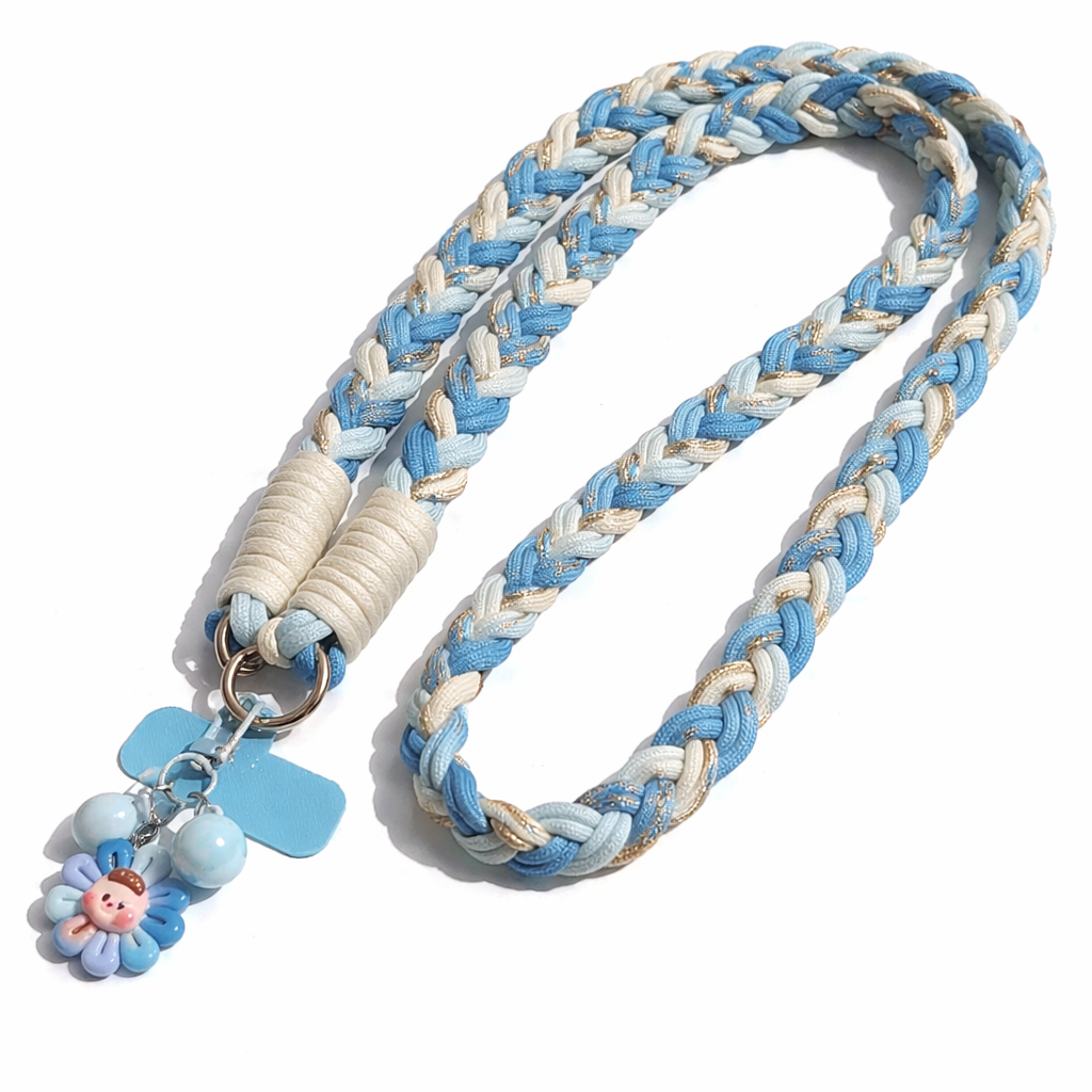 Braided Phone Lanyard with Charm – Durable Wrist Strap Keychain for Phone, Keys & Bags