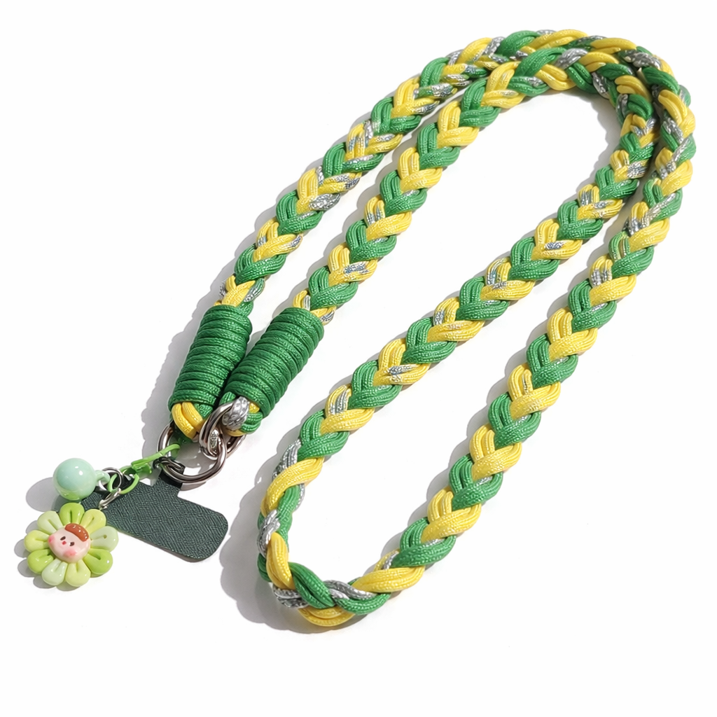 Braided Phone Lanyard with Charm – Durable Wrist Strap Keychain for Phone, Keys & Bags