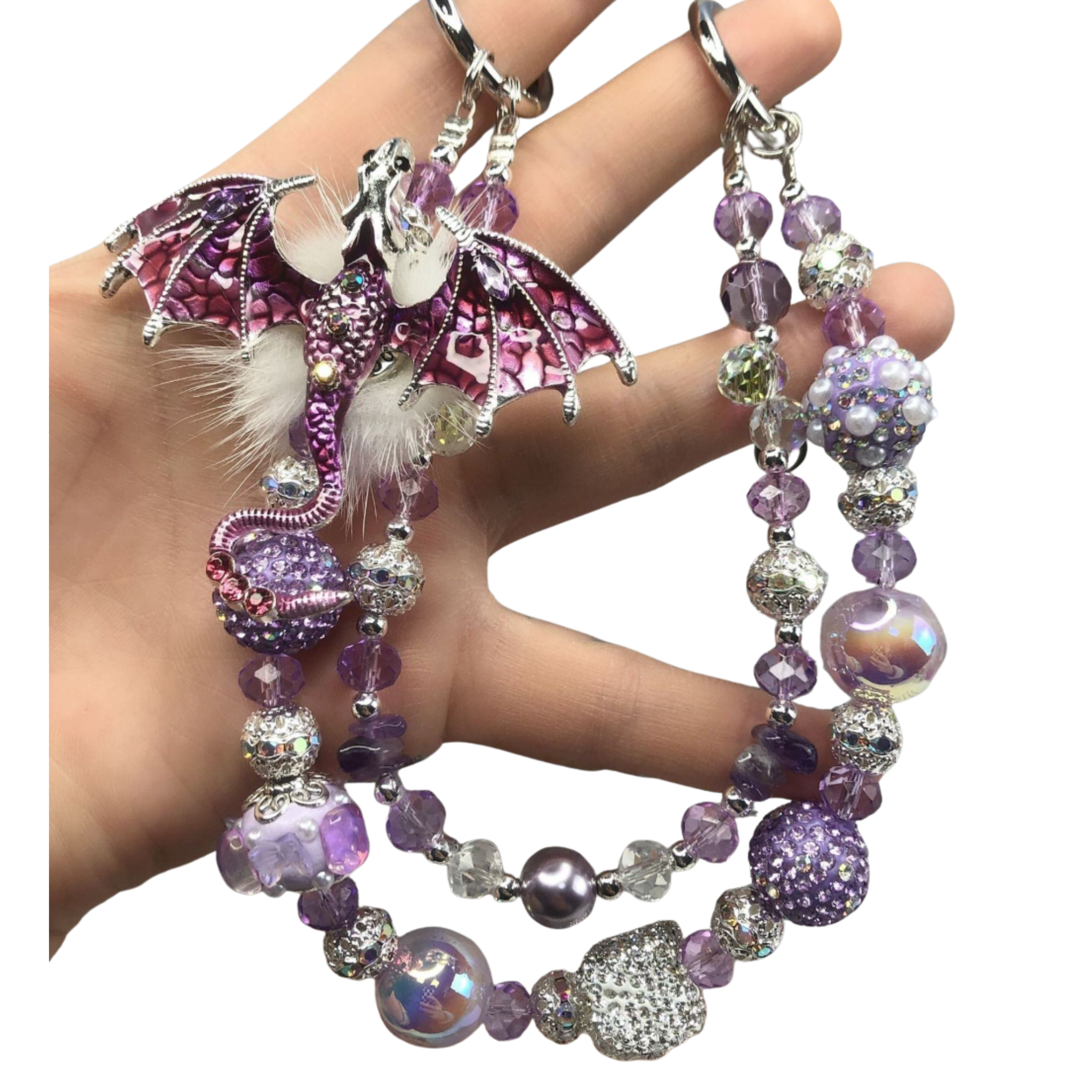 Gothic Dragon Beaded Phone Charm Wristlet