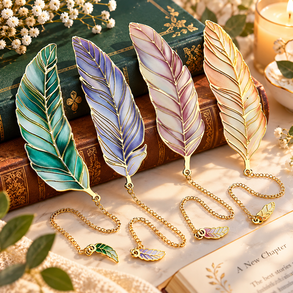 Enamel Feather Chain Bookmark