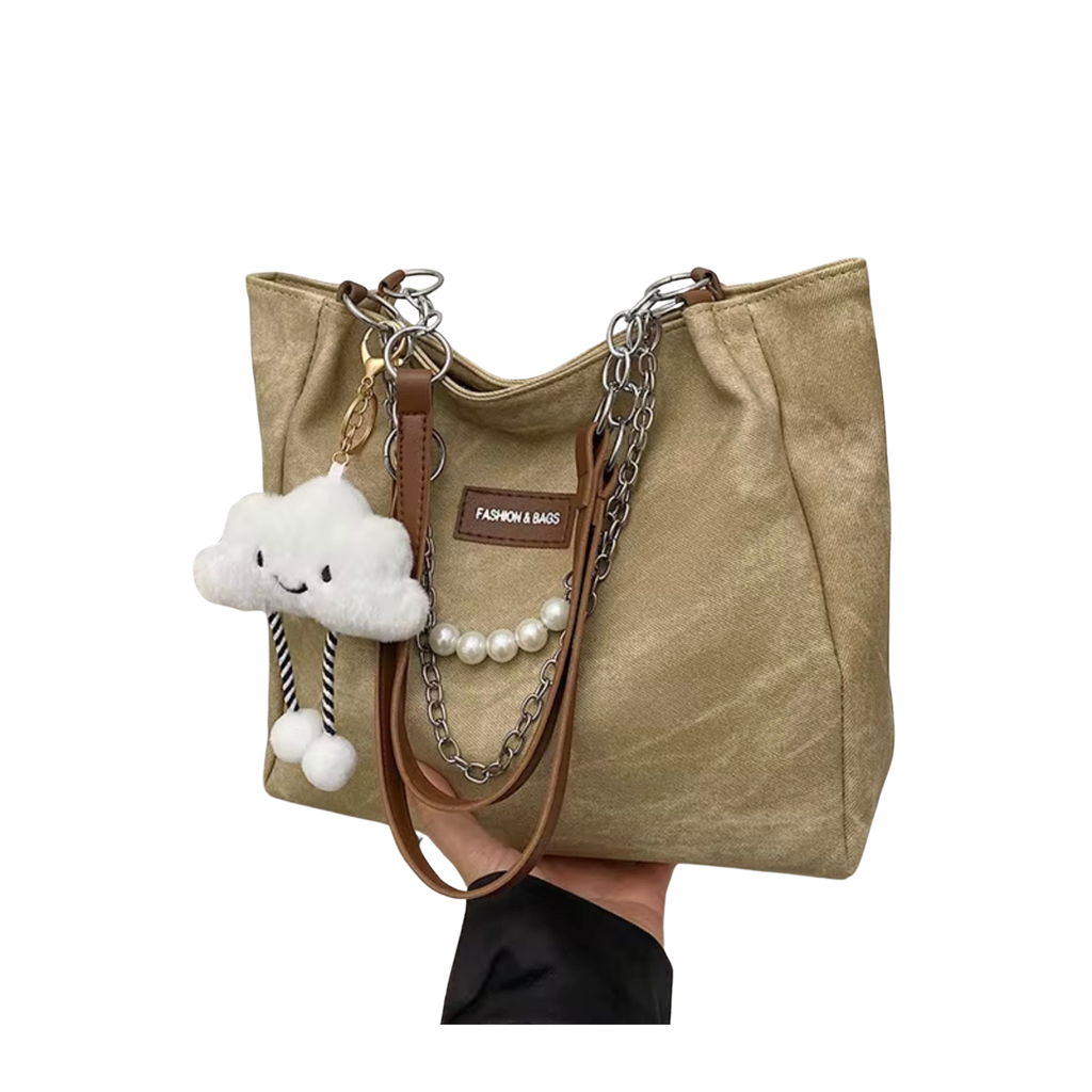 Shoulder Tote Bag with Charm