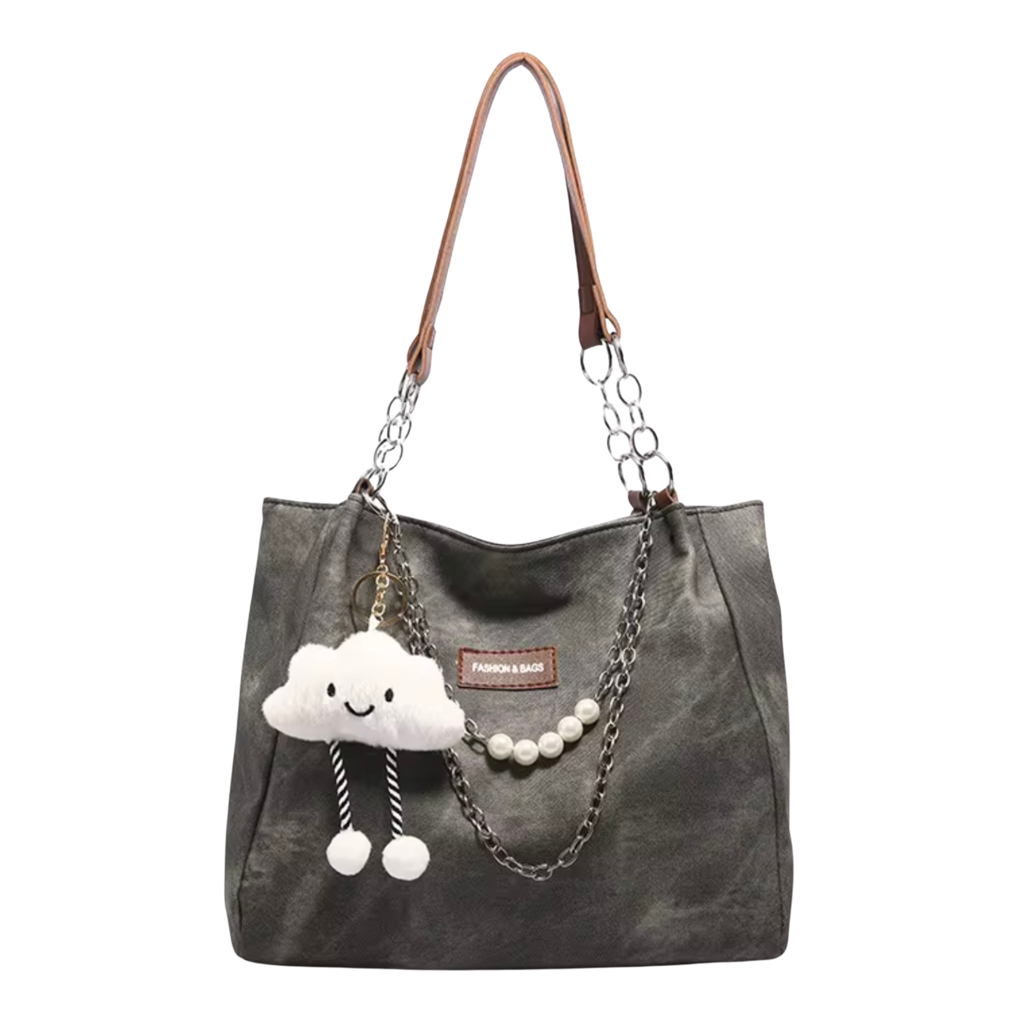 Shoulder Tote Bag with Charm