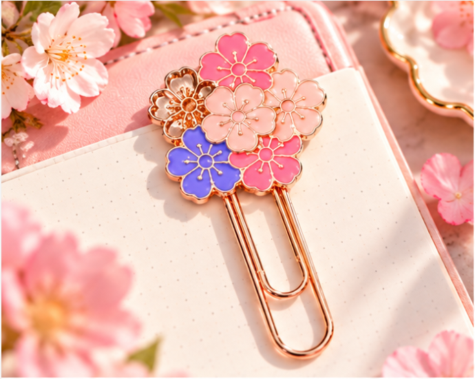 Floral Enamel Jumbo Paper Clips