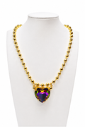 Gold Beaded Crystal Heart Necklace