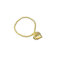 Gold Heart Charm Bead Stretch Bracelet