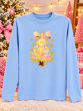 Pastel Bow Christmas Tree Long Sleeve Tee