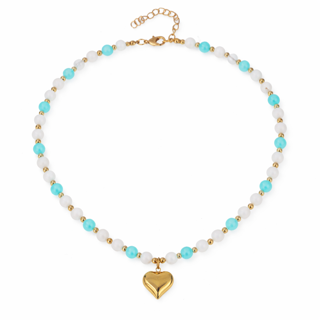 Beaded Heart Pendant Necklace